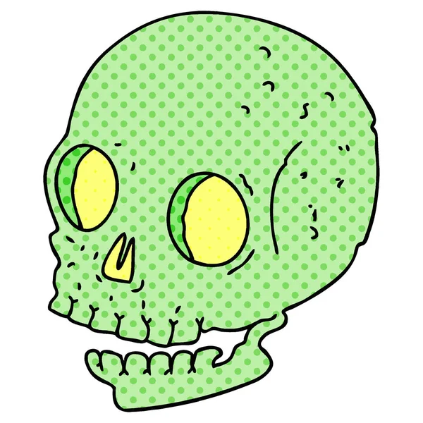 Bande Dessinée Style Crâne Dessin Animé Bizarre — Image vectorielle