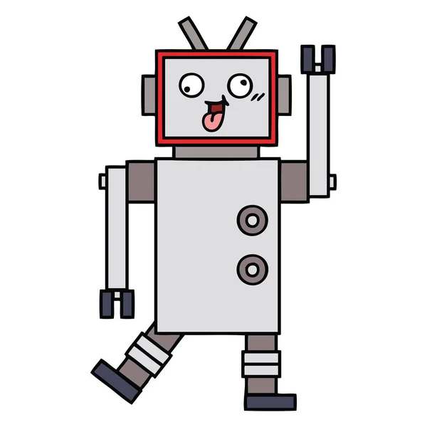 Lindo robot loco de dibujos animados — Vector de stock