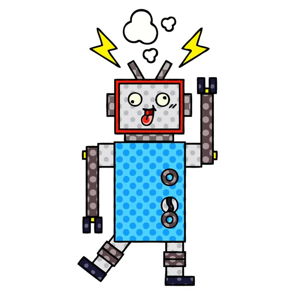 Historieta Estilo Cómic Robot Loco Roto — Archivo Imágenes Vectoriales