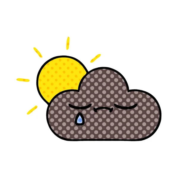 Bande dessinée style bande dessinée tempête nuage et soleil — Image vectorielle