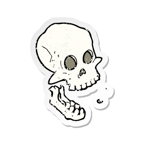 Retro Sıkıntılı Etiket Kafatası Gülüyor Bir Karikatür — Stok Vektör