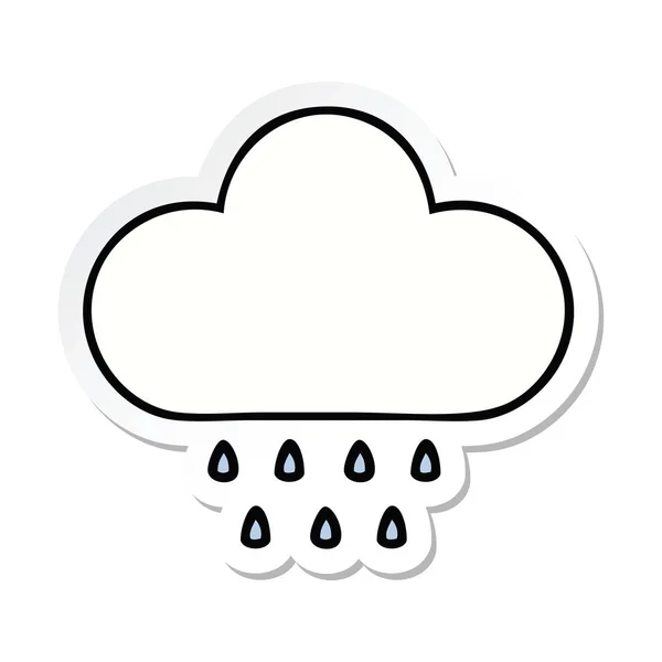 Sticker of a cute cartoon rain cloud — Stock Vector