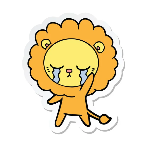 Pegatina de un león de dibujos animados llorando — Vector de stock