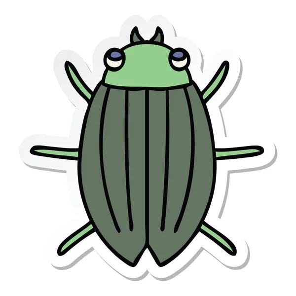 Autocollant d'un coléoptère dessin animé dessiné à la main bizarre — Image vectorielle
