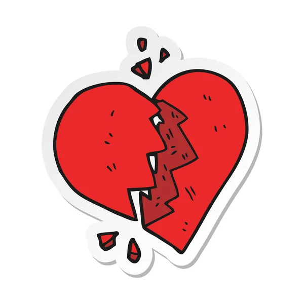 Sticker Cartoon Broken Heart — Stock Vector