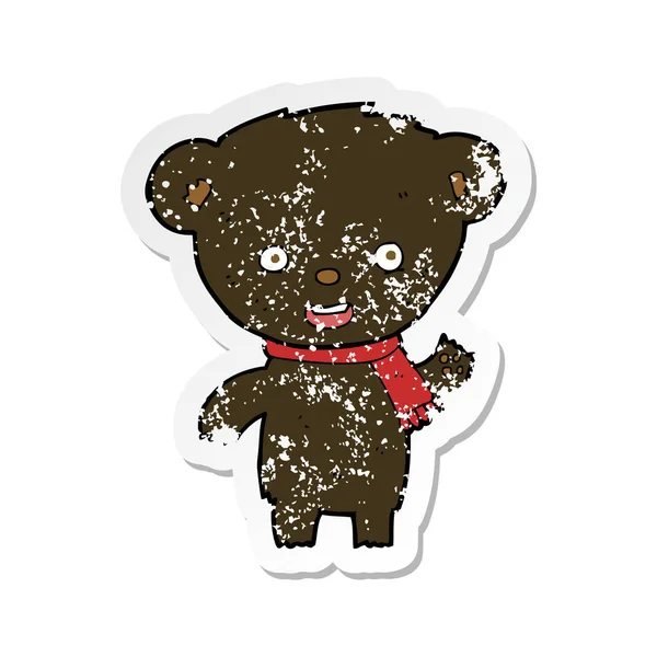 Ρετρό αναξιοπαθούντα αυτοκόλλητο κινουμένων σχεδίων χαριτωμένο αρκούδα — Διανυσματικό Αρχείο