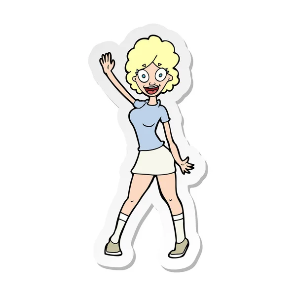 Sticker Van Een Cartoon Vrouw Dansen — Stockvector