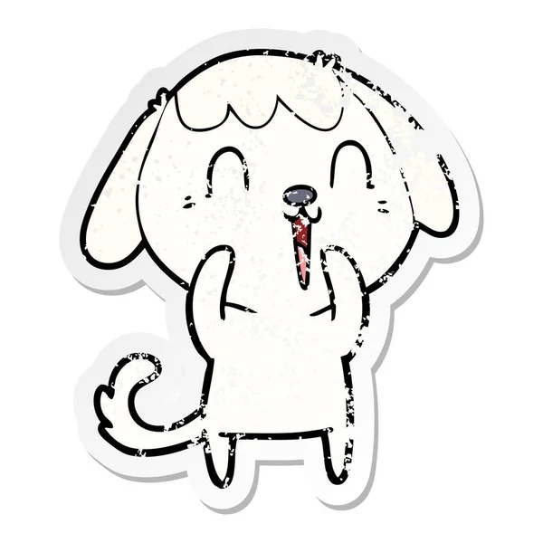 一个可爱的卡通狗苦恼的贴纸 — 图库矢量图片