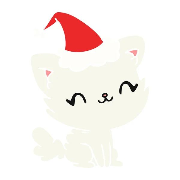 Dibujos Animados Navidad Dibujados Mano Gato Kawaii — Vector de stock