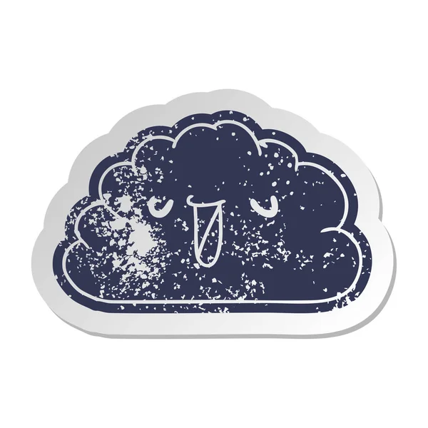 Adesivo Cartoni Animati Vecchio Angosciato Kawaii Tempo Pioggia Nube — Vettoriale Stock