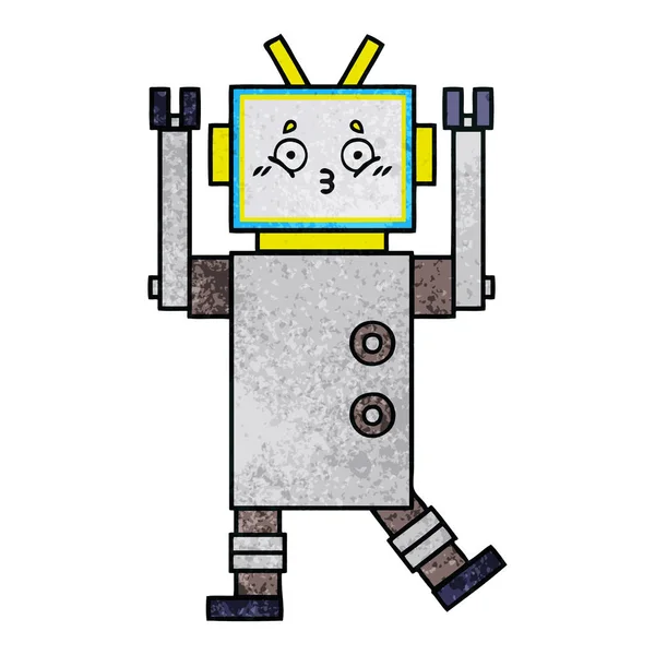 Retro Grunge Konsistens Tecknad Robot — Stock vektor