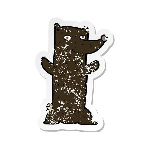 Ретро-стикер черного медведя — стоковый вектор