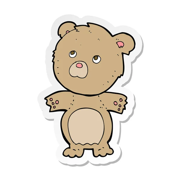Sticker Cartoon Funny Teddy Bear — Stock Vector
