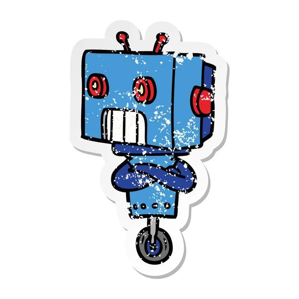 Pegatina Angustiada Robot Dibujos Animados — Archivo Imágenes Vectoriales