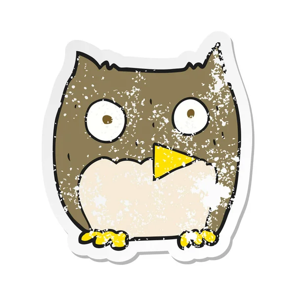 Autocollant Détresse Rétro Hibou Dessin Animé — Image vectorielle