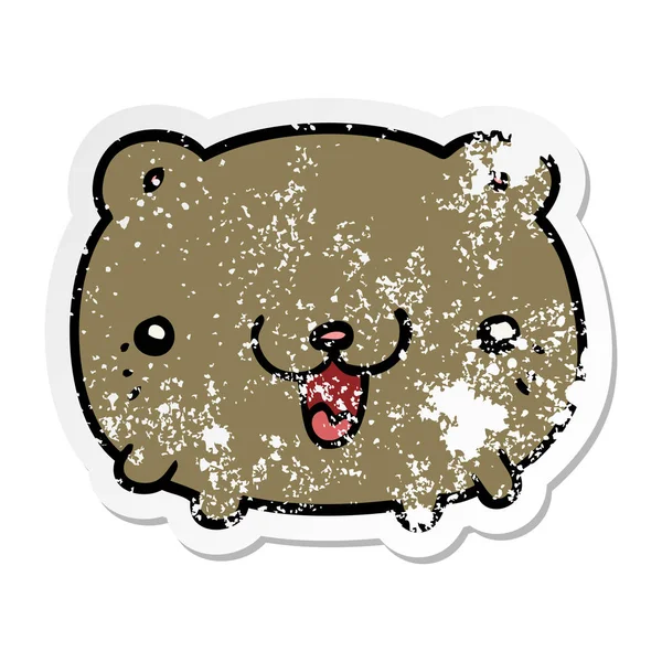 Distressed Sticker Funny Cartoon Bear — Stock Vector