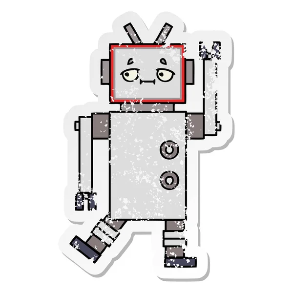 Мучительный стикер милого мультяшного робота — стоковый вектор