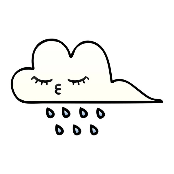 Dégradé Ombre Dessin Animé Nuage Pluie — Image vectorielle