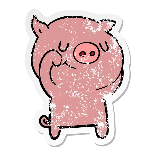 Наклейка Счастливой Мультяшной Свиньи — стоковый вектор