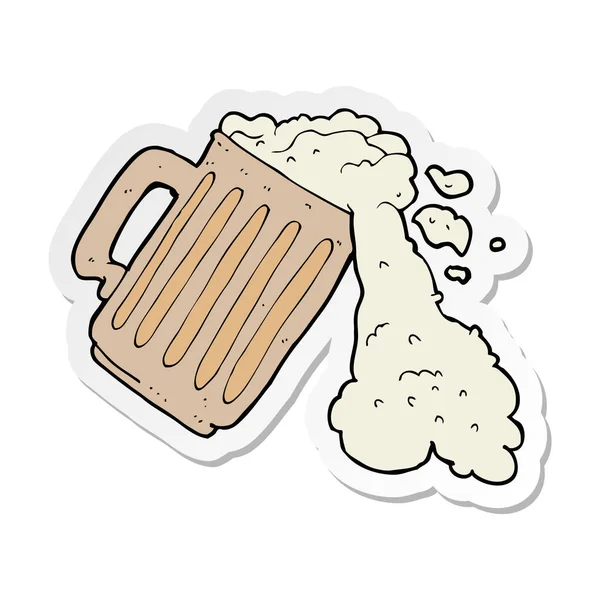 Pegatina Una Taza Dibujos Animados Cerveza — Vector de stock