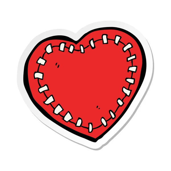 Sticker Cartoon Stitched Heart — Stock Vector