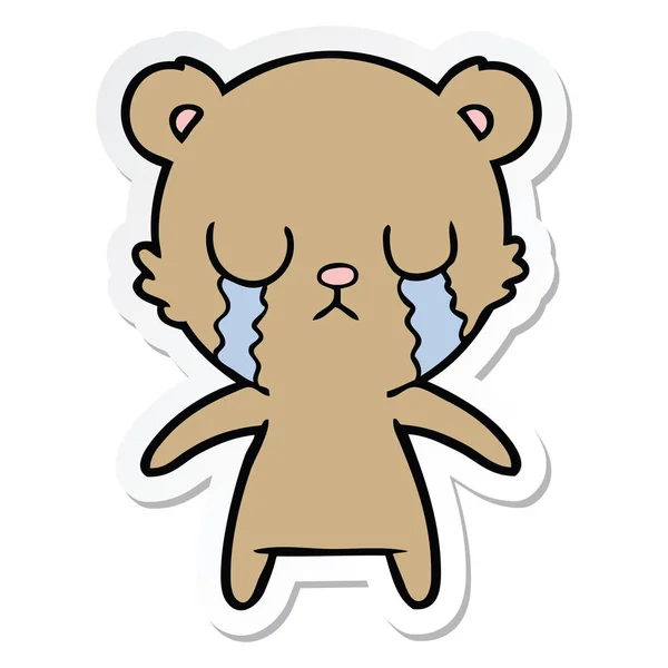 Aufkleber Eines Weinenden Cartoon Bären — Stockvektor
