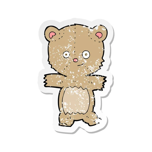 Retro Noodlijdende Sticker Van Een Cartoon Teddybeer — Stockvector