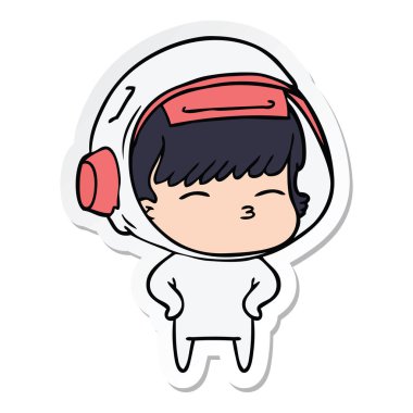 bir çizgi film meraklı astronotun etiket