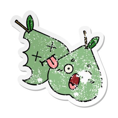 sevimli çizgi yeşil armut sıkıntılı etiket