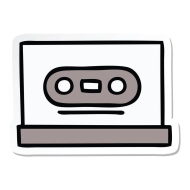 sevimli çizgi retro kaset çıkartma