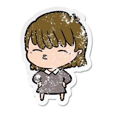 bir çizgi film kadının sıkıntılı etiket