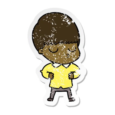 bir çizgi film sakin çocuk sıkıntılı etiket