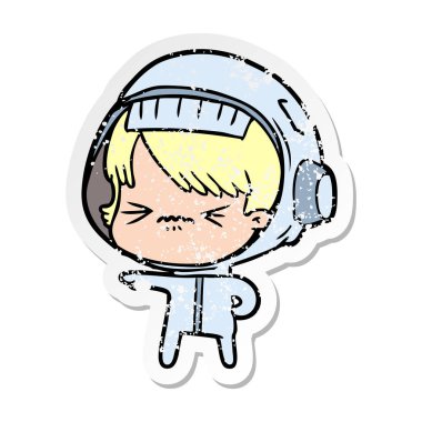 bir kızgın çizgi film alan kızın sıkıntılı etiket