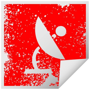 sıkıntılı kare etiketi simgesi uydu çanağı peeling