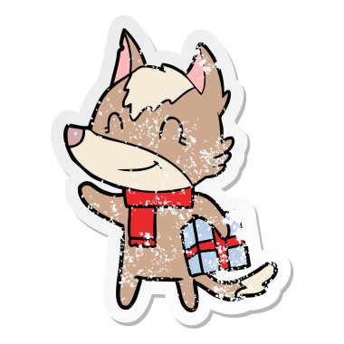 hediye ile bir dostu karikatür kurt sıkıntılı etiket