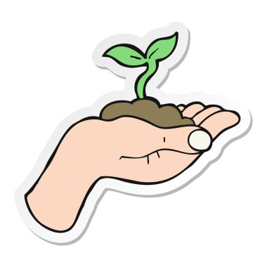 büyüyen bir karikatür fide etiketi el düzenlenen