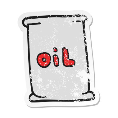 Retro sıkıntılı etiket bir karikatür petrol drum
