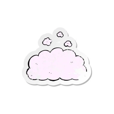Retro sıkıntılı etiket bir karikatür kabarık pembe bulut