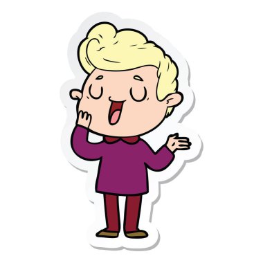 bir mutlu çizgi film adamın etiket