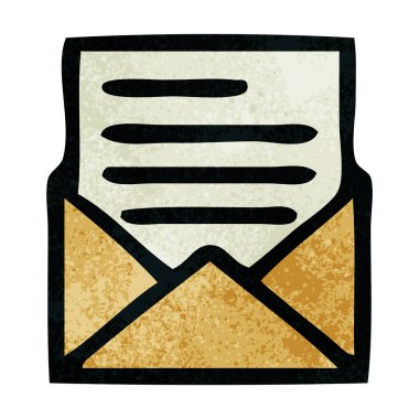 Retro grunge doku karikatür mektup ve zarf