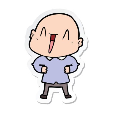 etiket bir mutlu karikatür kel adam