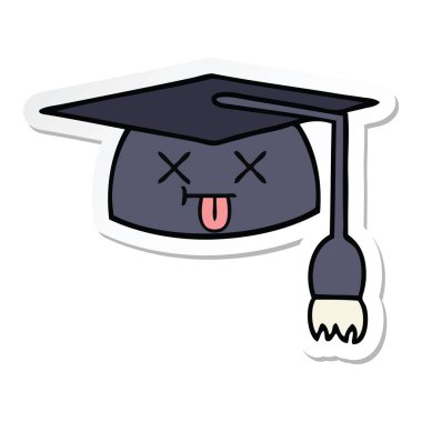 etiket sevimli çizgi mezuniyet şapka