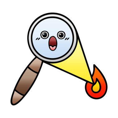 Degrade gölgeli karikatür bir büyüteç