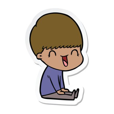 bir mutlu çizgi film çocuk etiket