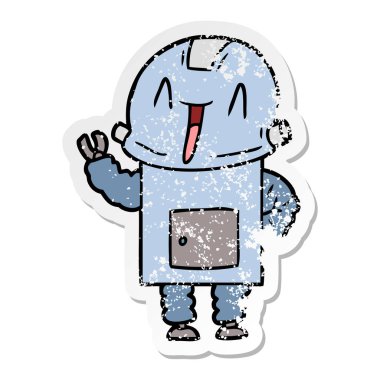 bir çizgi film robot sıkıntılı etiket