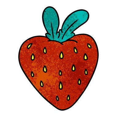 elle çizilmiş karikatür doodle taze çilek, dokulu