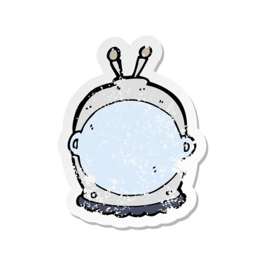 bir çizgi film uzay başlığın Retro sıkıntılı etiket