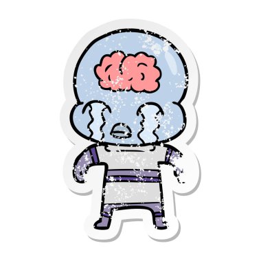 ağlayan bir karikatür büyük beyin yabancı sıkıntılı etiket