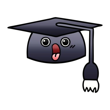 Degrade gölgeli karikatür mezuniyet şapka