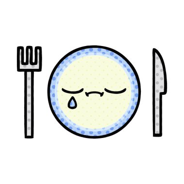 çizgi roman tarzı karikatür bir yemek tabağı